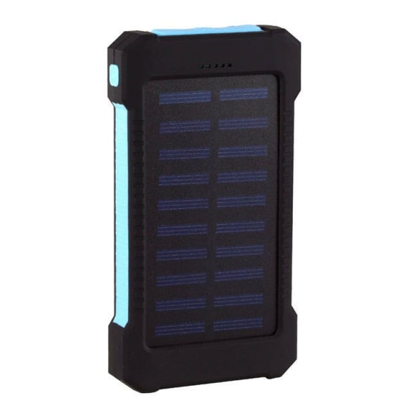 Smartphone LED Solar Power Bank Waterproof 2 USB Blue