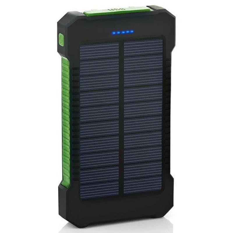 Smartphone LED Solar Power Bank Waterproof 2 USB green