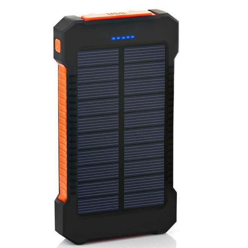 Smartphone LED Solar Power Bank Waterproof 2 USB Orange