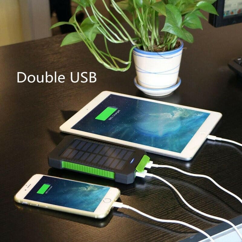 Smartphone LED Solar Power Bank Waterproof 2 USB