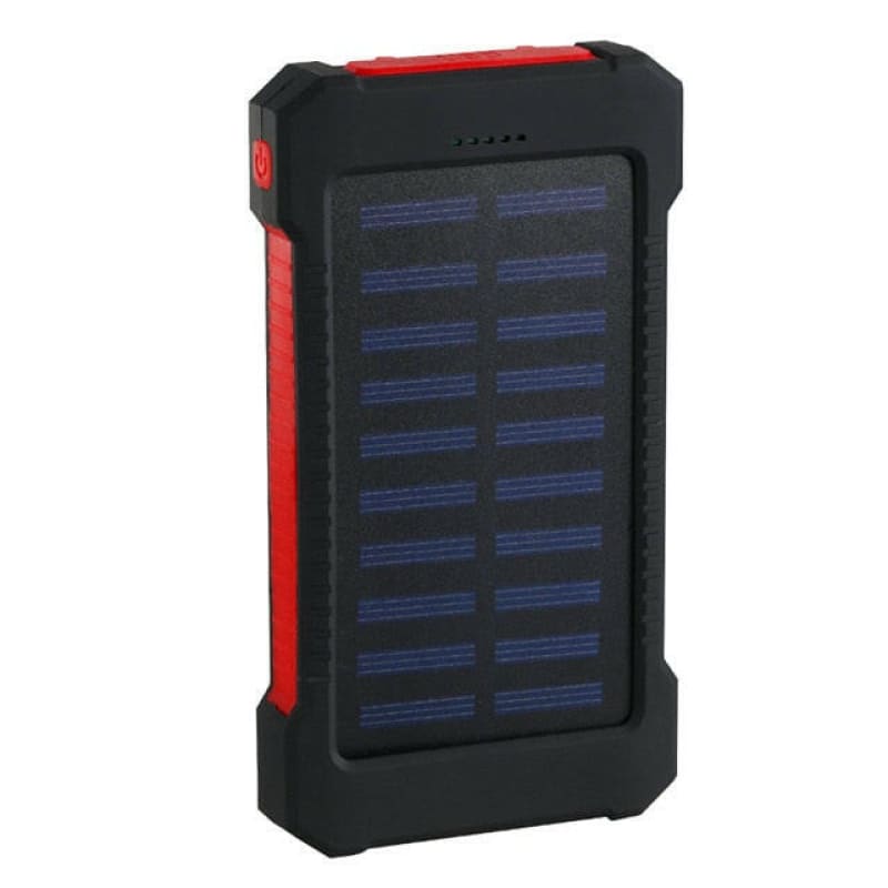 Smartphone LED Solar Power Bank Waterproof 2 USB Red