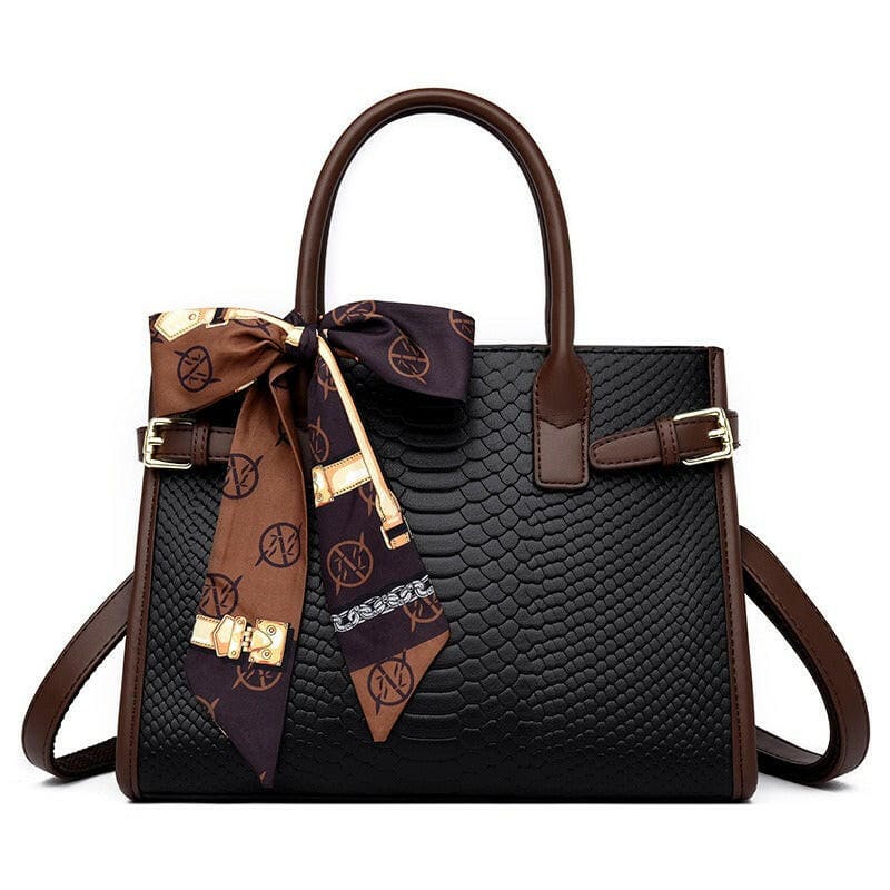 Formal Style Womens Genuine Leather Snakeskin Bag Black