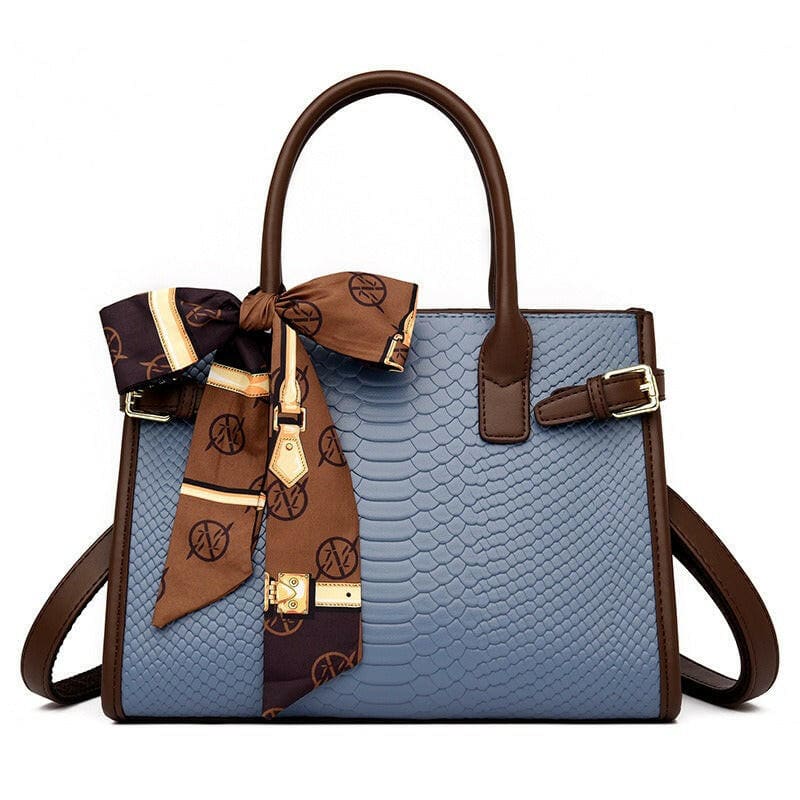 Formal Style Womens Genuine Leather Snakeskin Bag Blue