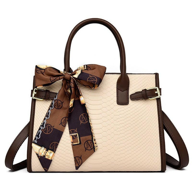 Formal Style Womens Genuine Leather Snakeskin Bag Rice