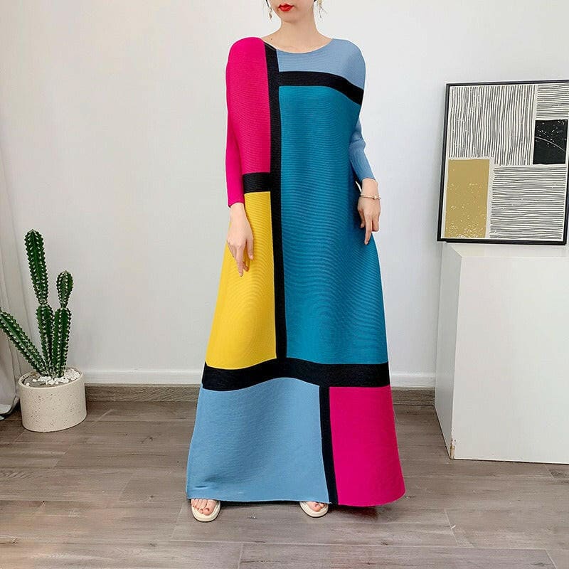 Geometric Colour Block 1980s Style A-line Dress