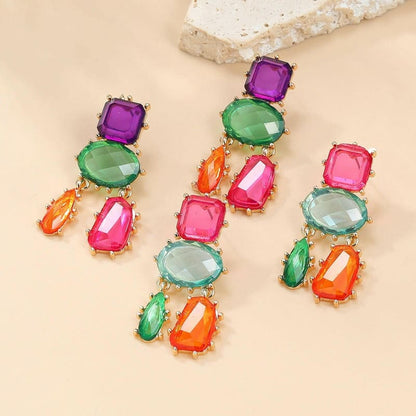 Glamourous Multi-layered Geometric Color Matching Earrings