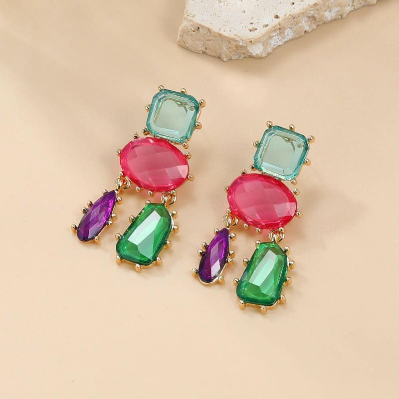 Glamourous Multi-layered Geometric Color Matching Earrings