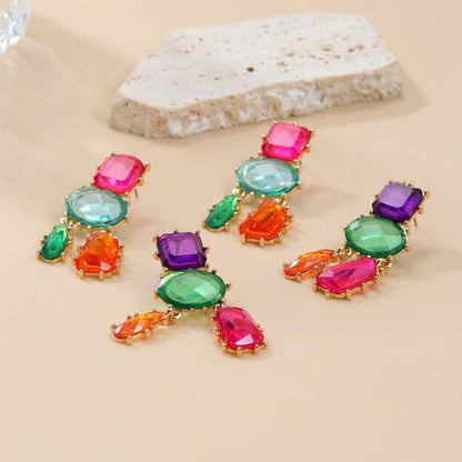 Glamourous Multi-layered Geometric Color Matching Earrings