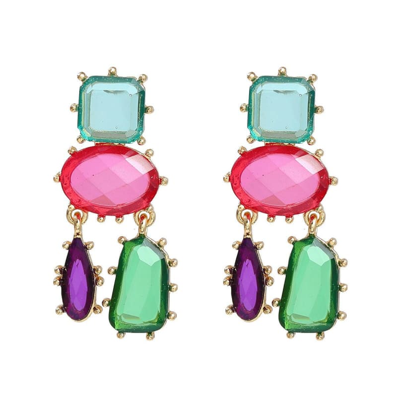 Glamourous Multi-layered Geometric Color Matching Earrings