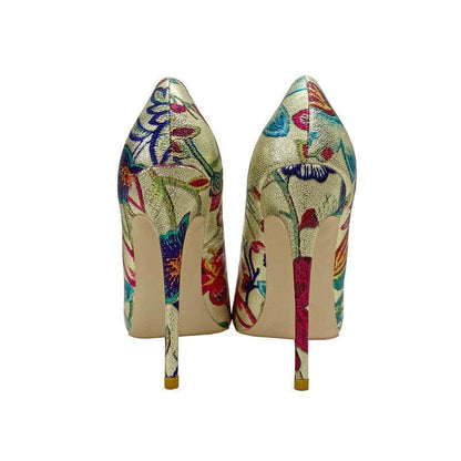 Gold Embroidered Floral High Heel Shoes for Any Occasion