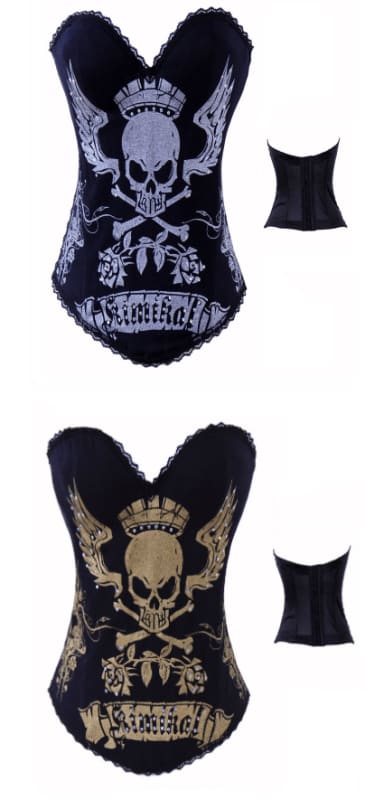 Golden Skull Corset Studded With Rhinestones, Palace High-End Corset - Pleasures and Sins