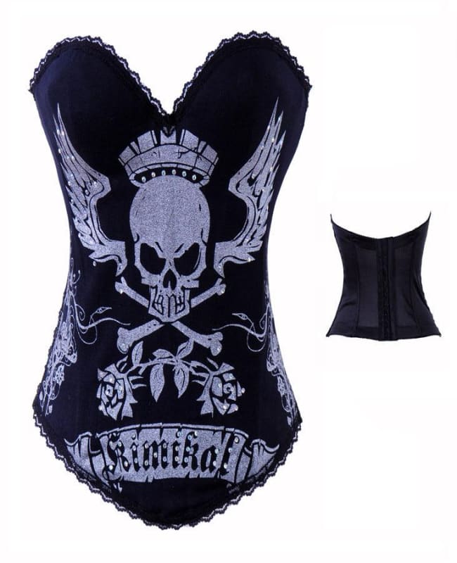 Golden Skull Corset Studded With Rhinestones High-End