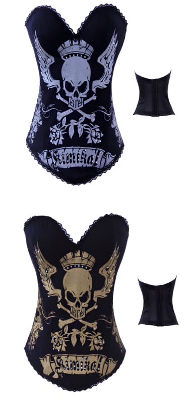 Golden Skull Corset Studded With Rhinestones High-End