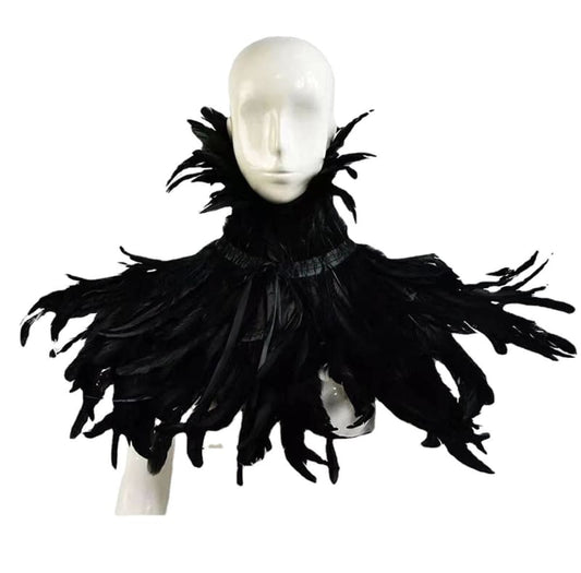 Gothic Stage/nightclub/theatre Cape With Feather Feather Collar - Pleasures and Sins