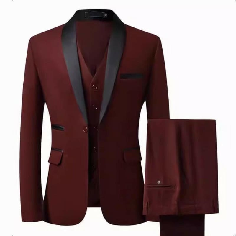 Grooms Suit Mens Three Piece Slim Fit Tuxedo Wedding