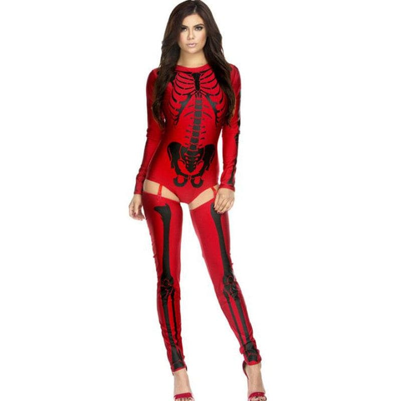 Halloween Cosplay Costume Skull Zombie Uniform Online Red