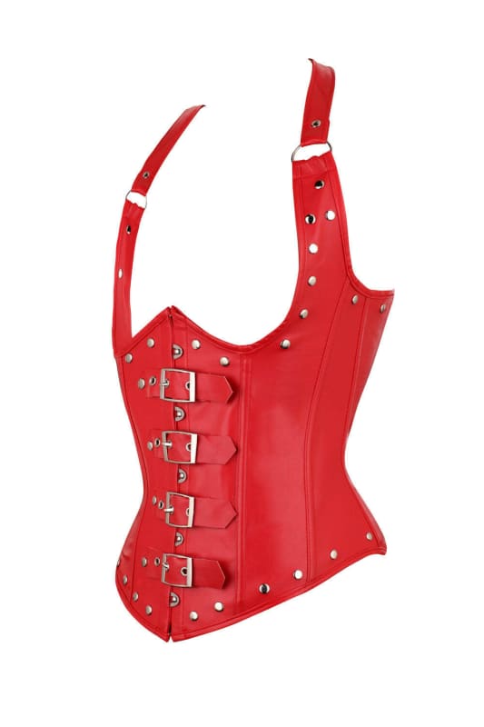 Halter Sexy Corset PU Leather Punk Rivet Shapewear