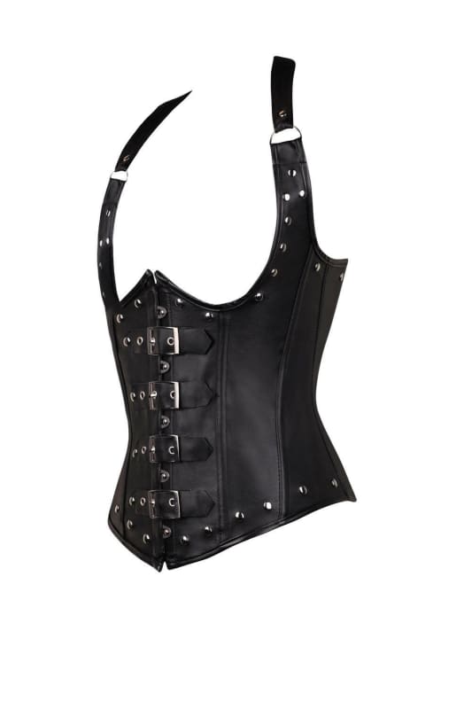 Halter Sexy Corset PU Leather Punk Rivet Shapewear