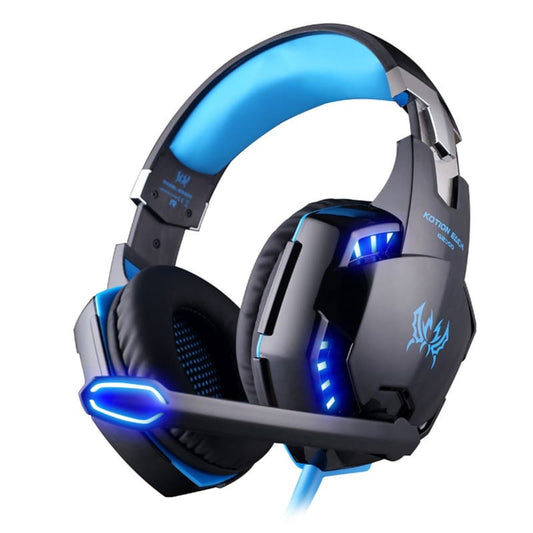 Head Mounted Gaming Earphones with Heavy Bass Black Blue