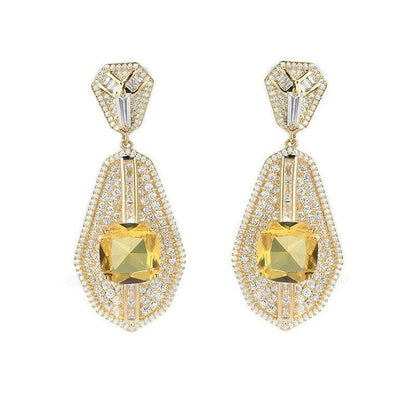 High-end Heavy Square Inlaid Zircon Earrings