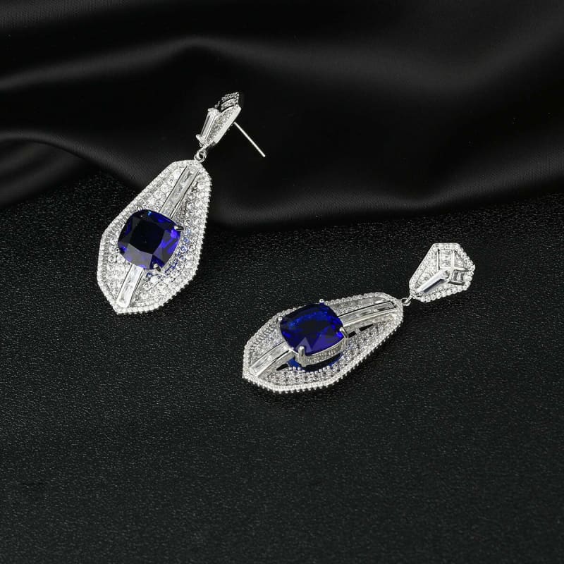 High-end Heavy Square Inlaid Zircon Earrings