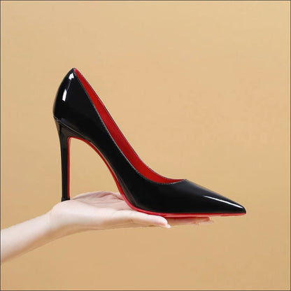 High Heel Black Shoes with Red Soles for Style Black 7cm