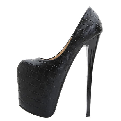 Elevate Your Look with High Heel Woven Pattern Platform