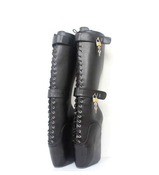 High Heel Plus Size Ballet Boots with Frontless Detail &