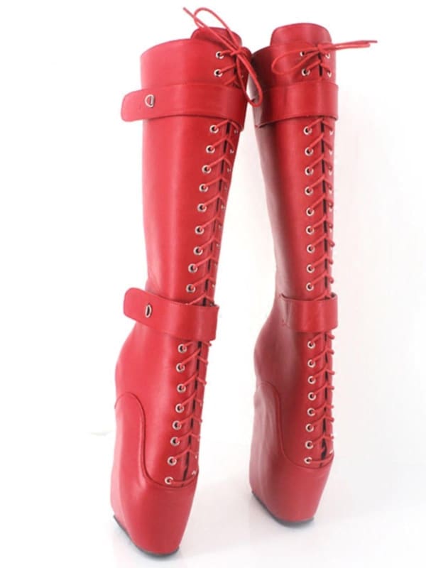 High Heel Plus Size Ballet Boots with Frontless Detail &