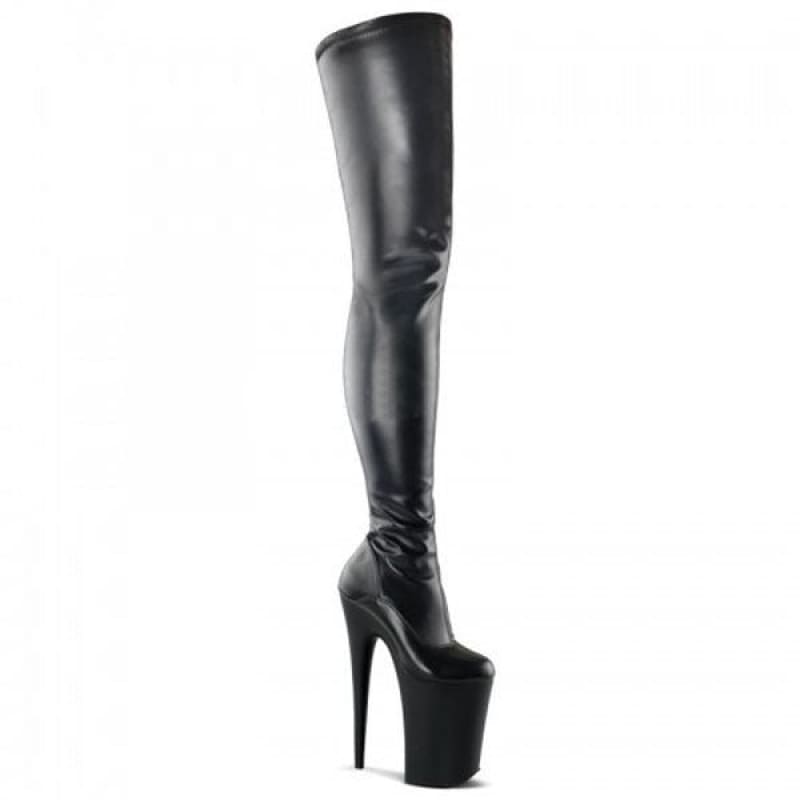 Over Knee, High Heel Patent Leather Boots With Transparent Heel - Pleasures and Sins   Pleasures and Sins