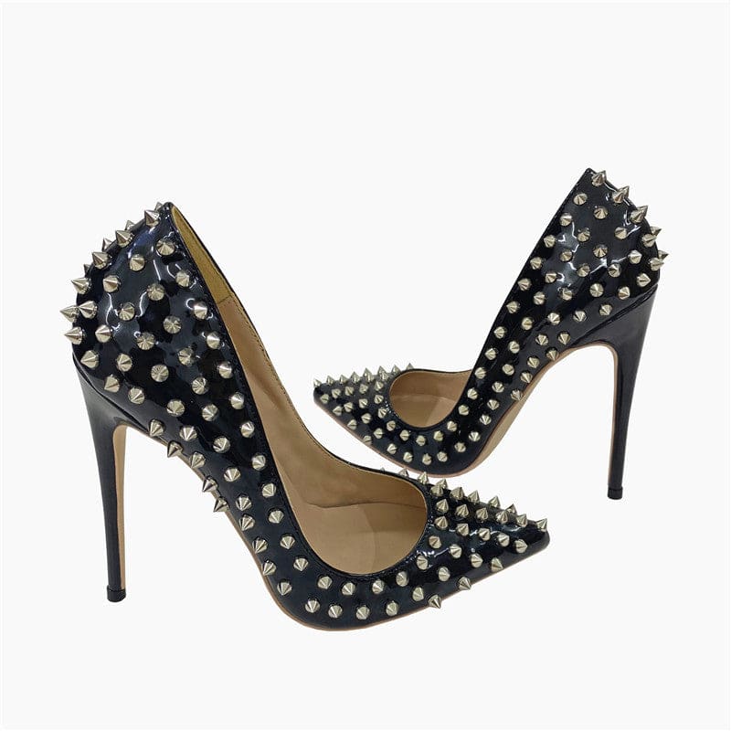 High Heel Pointed Toe Studded Stiletto Low-cut Shoes