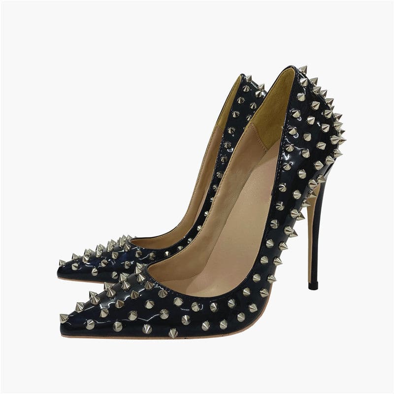 High Heel Pointed Toe Studded Stiletto Low-cut Shoes