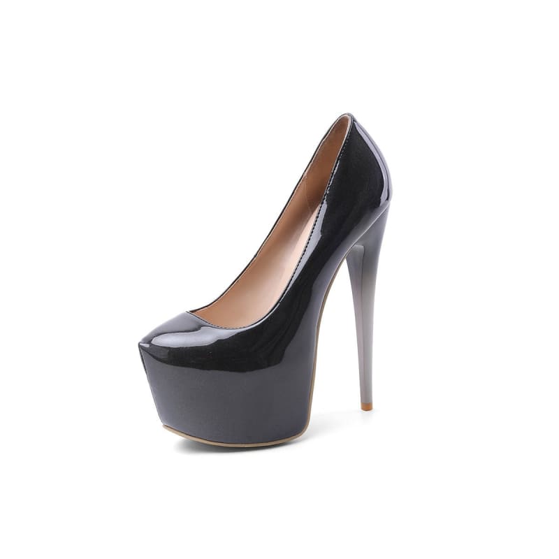 High Platform Heel Drag Queen Shoes with Ankle Strap Grey