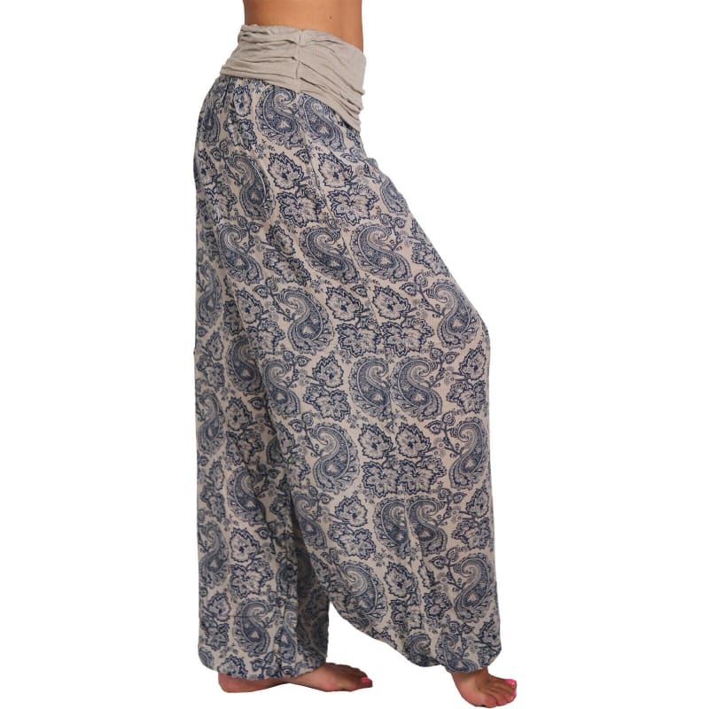 High Waist Printed Long Wide Leg Casual Trousers Apricot / S