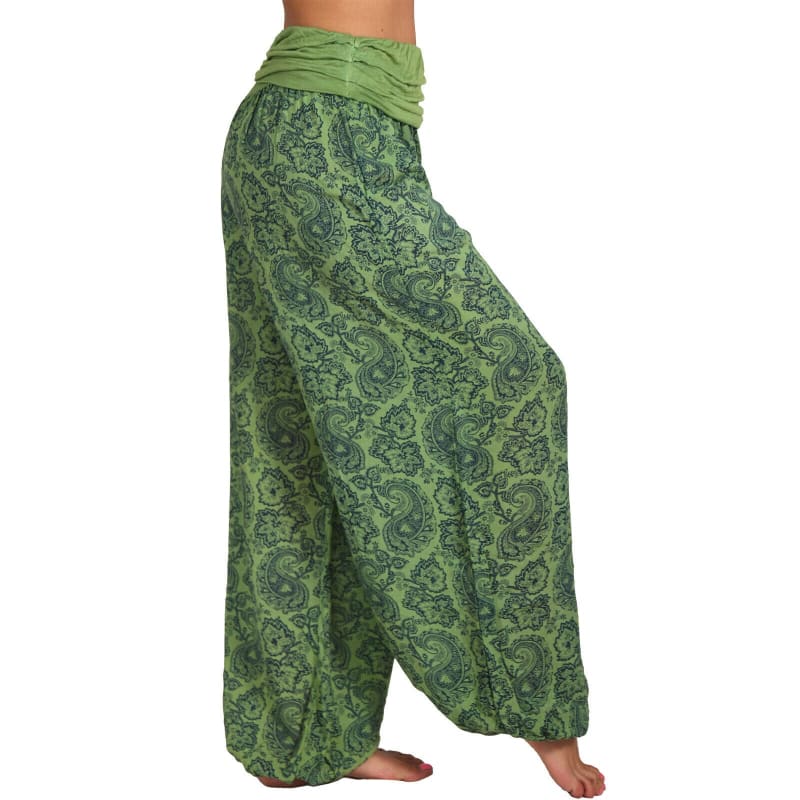 High Waist Printed Long Wide Leg Casual Trousers Bright