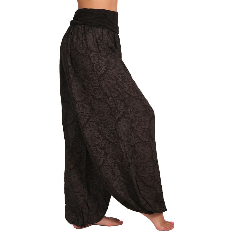 High Waist Printed Long Wide Leg Casual Trousers Dark brown