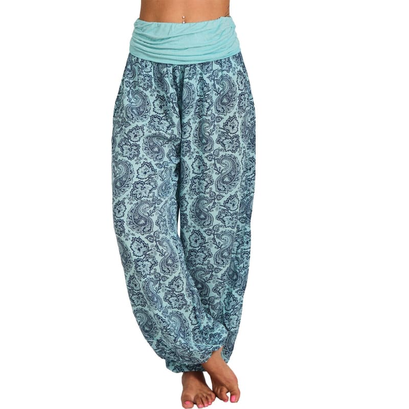 High Waist Printed Long Wide Leg Casual Trousers