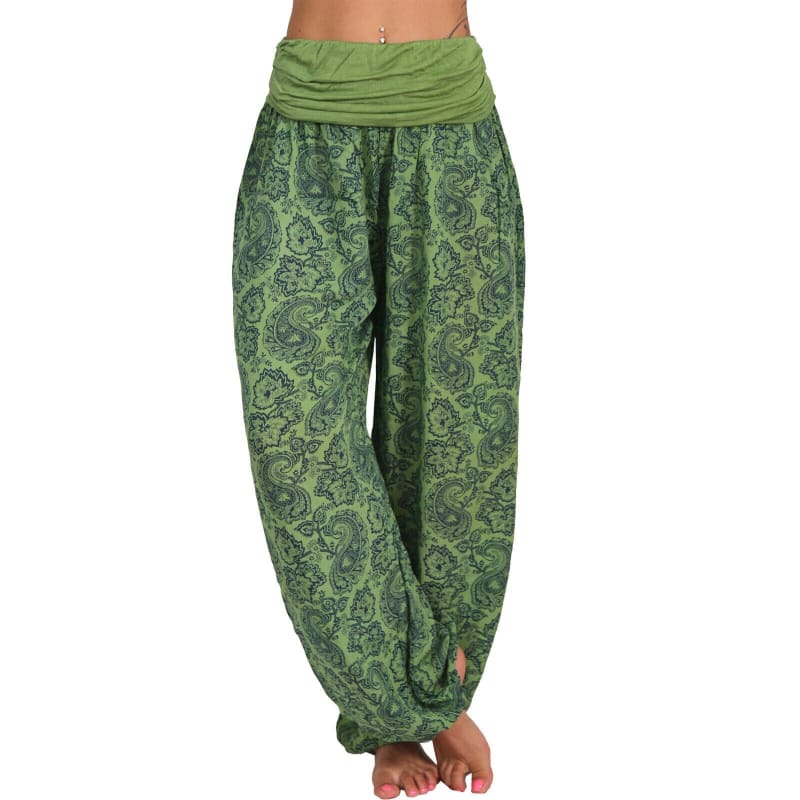 High Waist Printed Long Wide Leg Casual Trousers