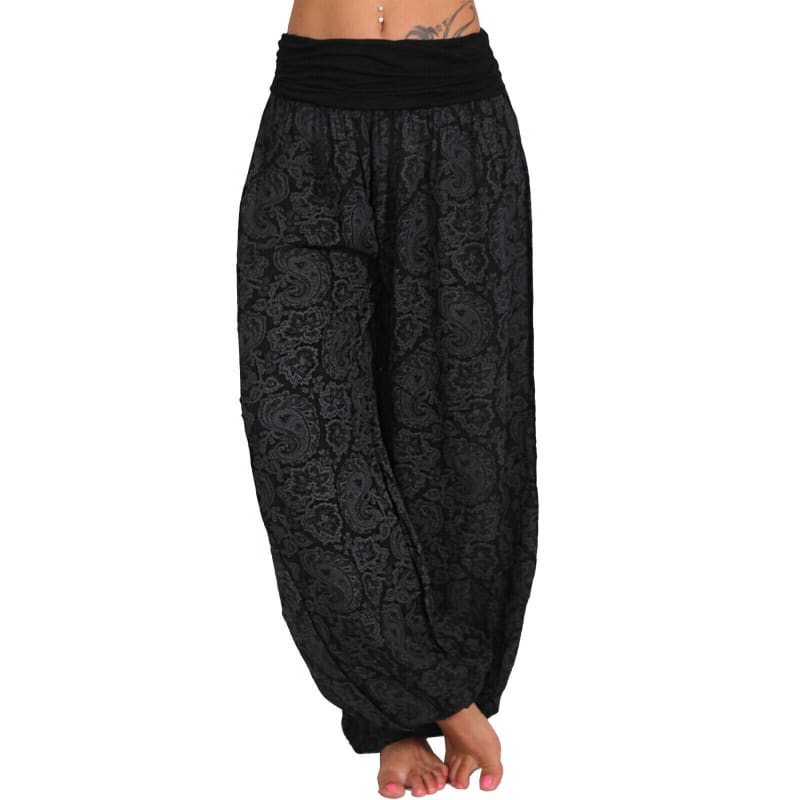 High Waist Printed Long Wide Leg Casual Trousers