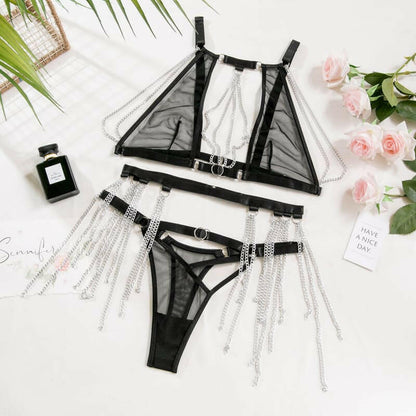 Hot Girl Chain Net Sexy Ladies Lingerie Set - Seductive