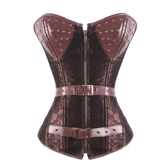 Jacquard Leather Steampunk Corset - Pleasures and Sins