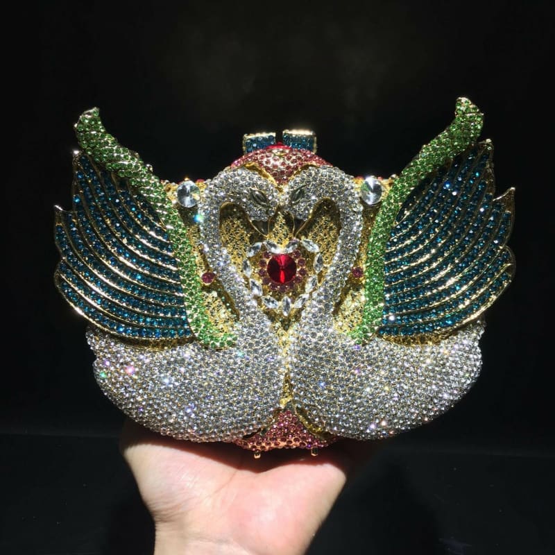 Kissing Swans Rhinestone Dinner Clutch Bag Online