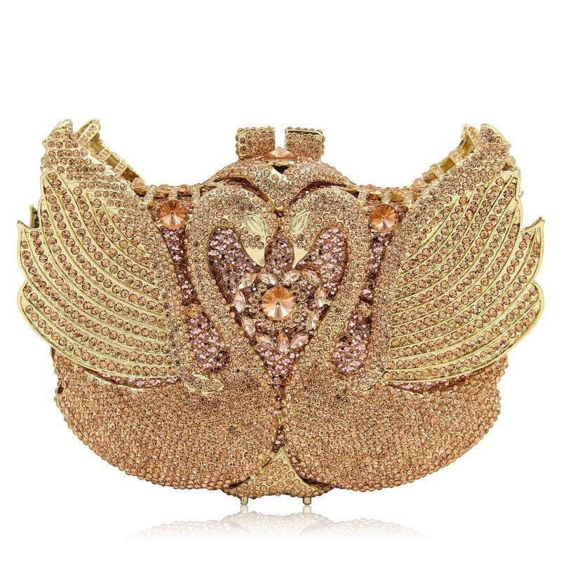 Kissing Swans Rhinestone Dinner Clutch Bag Online Champagne