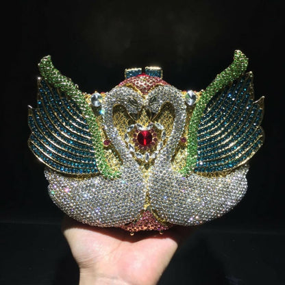 Kissing Swans Rhinestone Dinner Clutch Bag Online Colorful