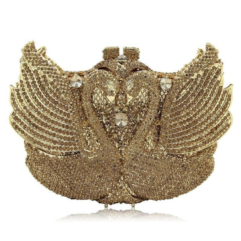 Kissing Swans Rhinestone Dinner Clutch Bag Online Gold base