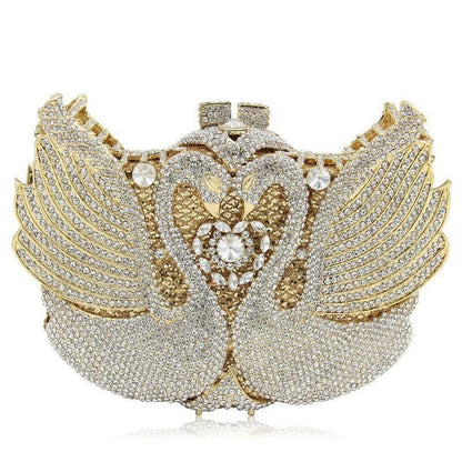 Kissing Swans Rhinestone Dinner Clutch Bag Online Gold base