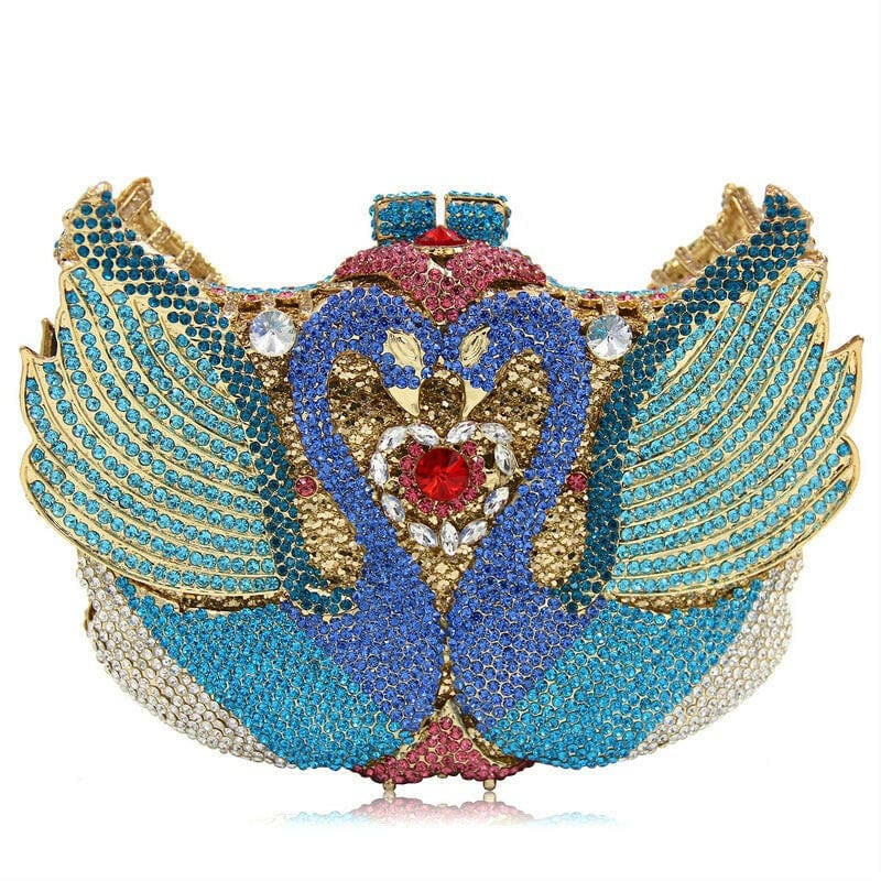 Kissing Swans Rhinestone Dinner Clutch Bag Online Light