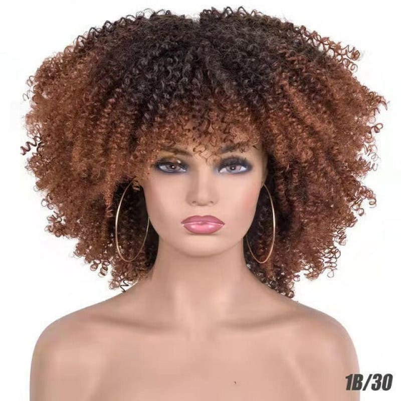 Ladies African Black Chemical Fiber Wig Full Head 1B/30