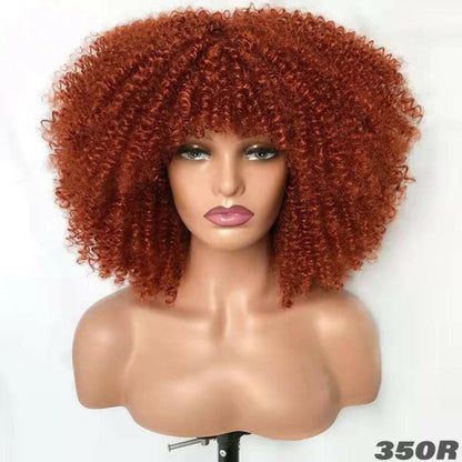 Ladies African Black Chemical Fiber Wig Full Head 350R