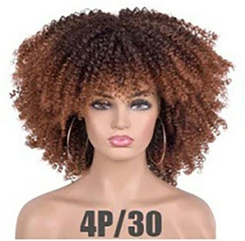 Ladies African Black Chemical Fiber Wig Full Head 4P/30